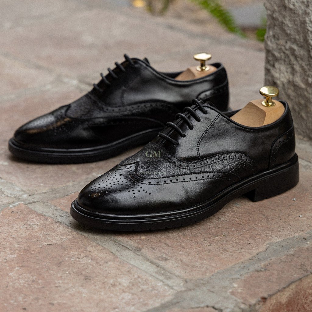 Giày Tây Da NAPPA Cao Cấp GUMEN OXFORD Wingtip CS008 Đế Khâu Toàn Bộ Cao Su Đúc Nguyên Khối