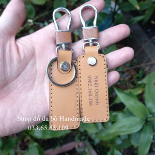 Dây đai móc da treo chìa khoá, móc khoá bằng da bò thật handmade