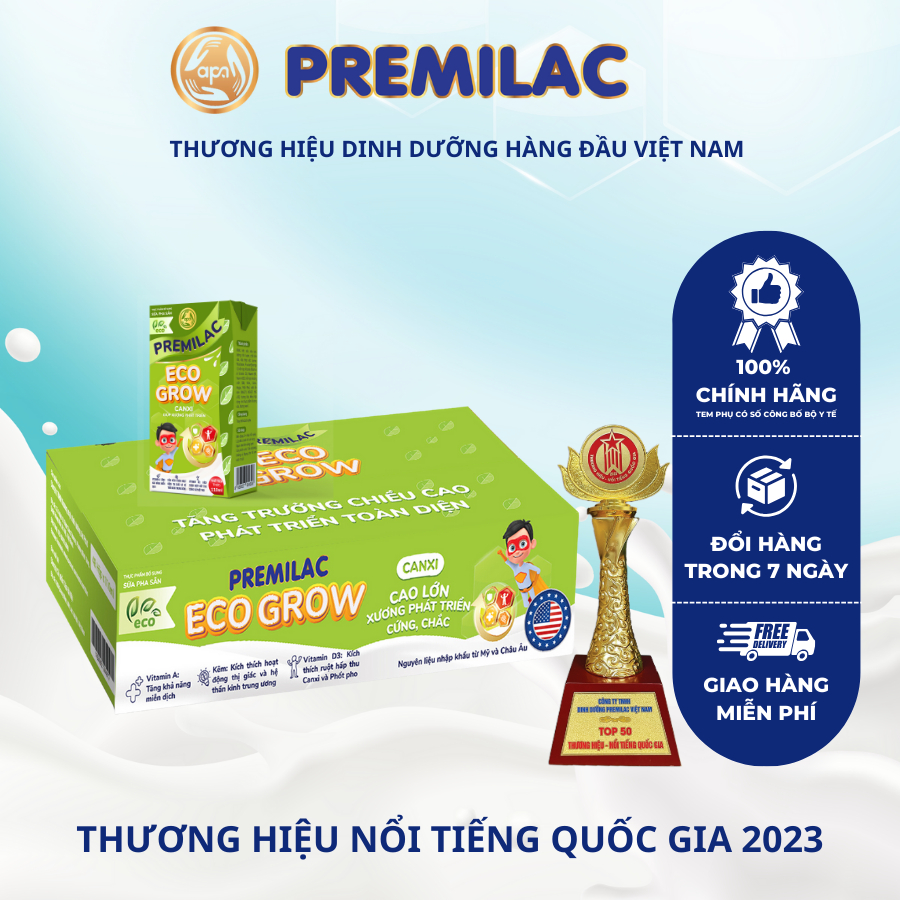 Sữa Bột Pha sẵn Premilac Eco Grow phát triển chiều cao 110ml (Thùng)