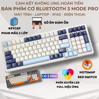 Bàn Phím Cơ Không Dây Máy Tính K8BT Bluetooth 5.0 Hotswap Red Switch LED Gaming, Gõ Êm, Lót Foam