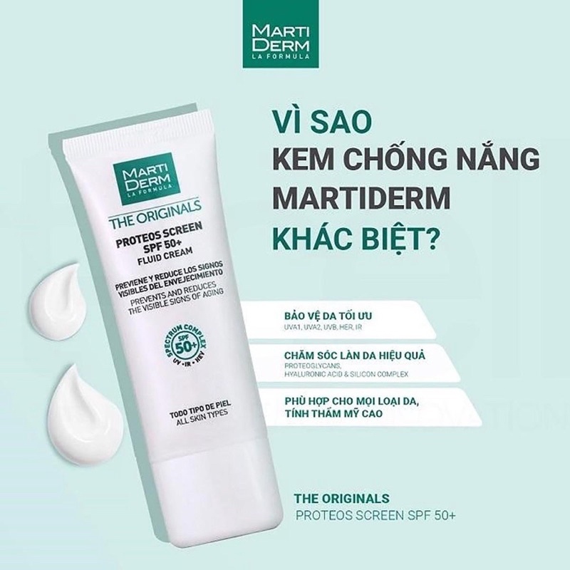 Kem chống nắng MartiDerm the Originals Proteos Screen SPF50+ 40ml cho da dầu, mụn, nám và tăng sắc tố da