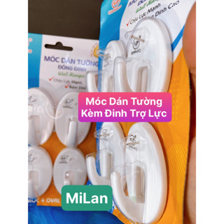 Combo 4 Móc Dán Tường Và Có Kèm Đinh Đóng Trợ Lực Siêu Chắc