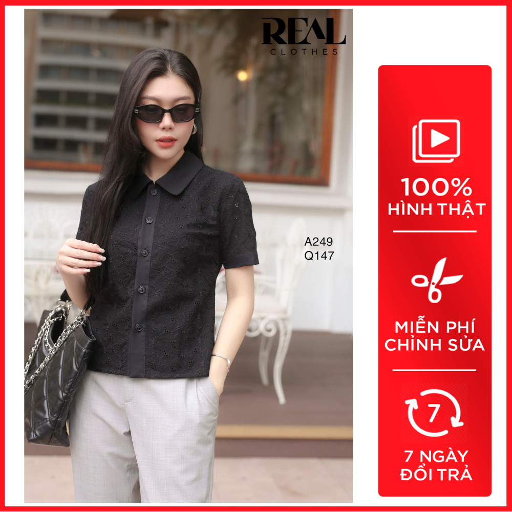 Sơ Mi Form Suông Croptop Ren Đen_REAL