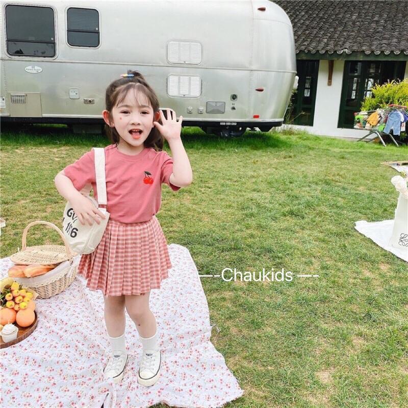 Bộ quần áo bé gái , Set bộ chân váy xếp ly học sinh cho bé gái từ 10-20kg