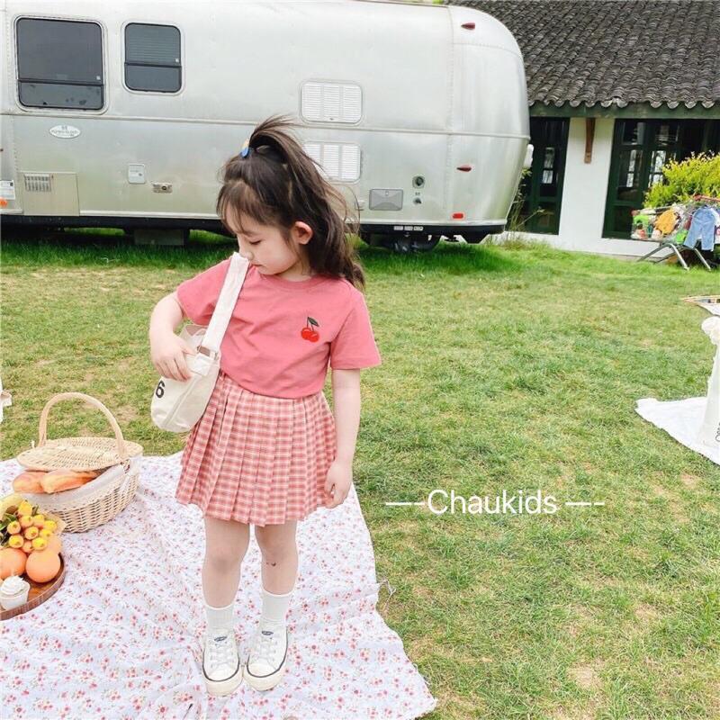 Bộ quần áo bé gái , Set bộ chân váy xếp ly học sinh cho bé gái từ 10-20kg