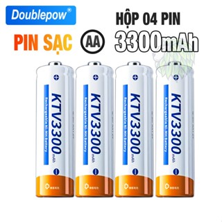 Hộp 04 Pin Sạc AA 3300mAh Doublepow KTV Dùng Cho Micro Karaoke, đồ chơi trẻ em, đồng hồ, đèn flash, máy ảnh