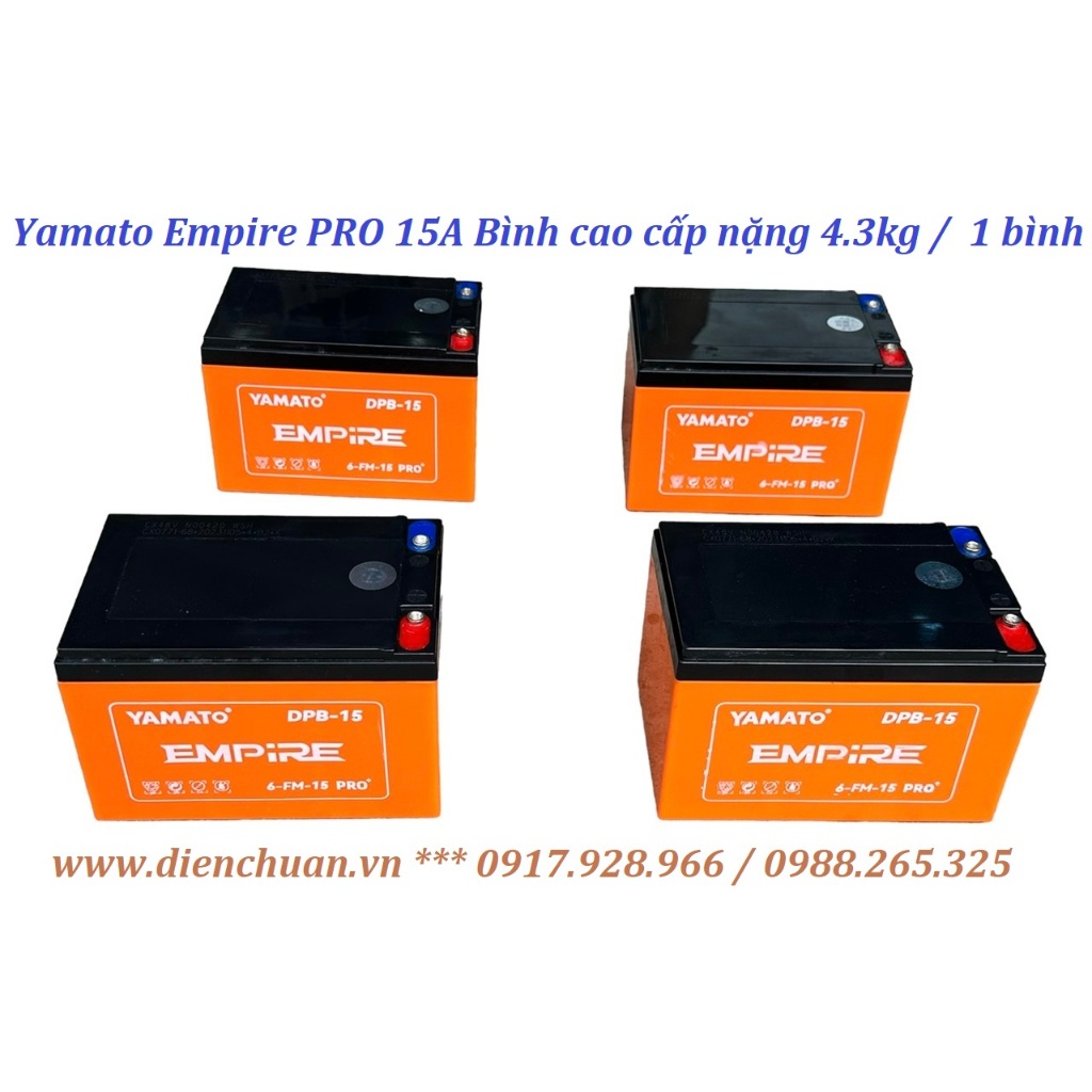 Bộ 4 bình ắc quy xe đạp điện YAMATO 48V-15Ah