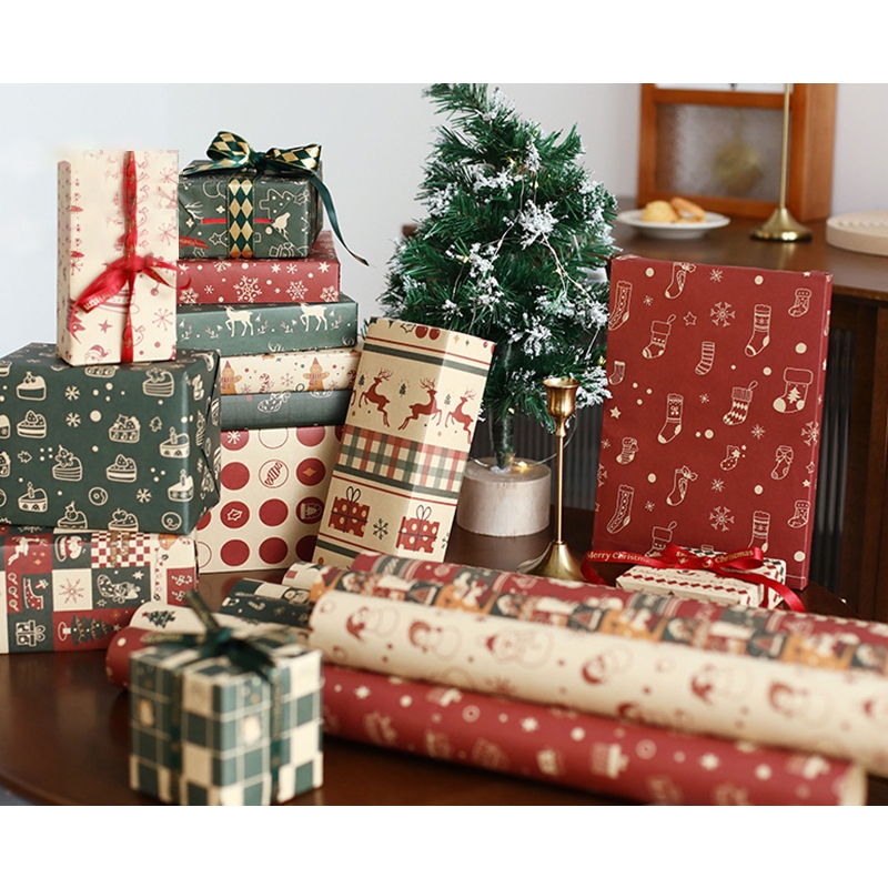 GIẤY GÓI QUÀ GIÁNG SINH, NOEL - GIẤY KRAFT VINTAGE NHIỀU HỌA TIẾT ĐỘC ĐÁO VÀ ĐẸP MẮT