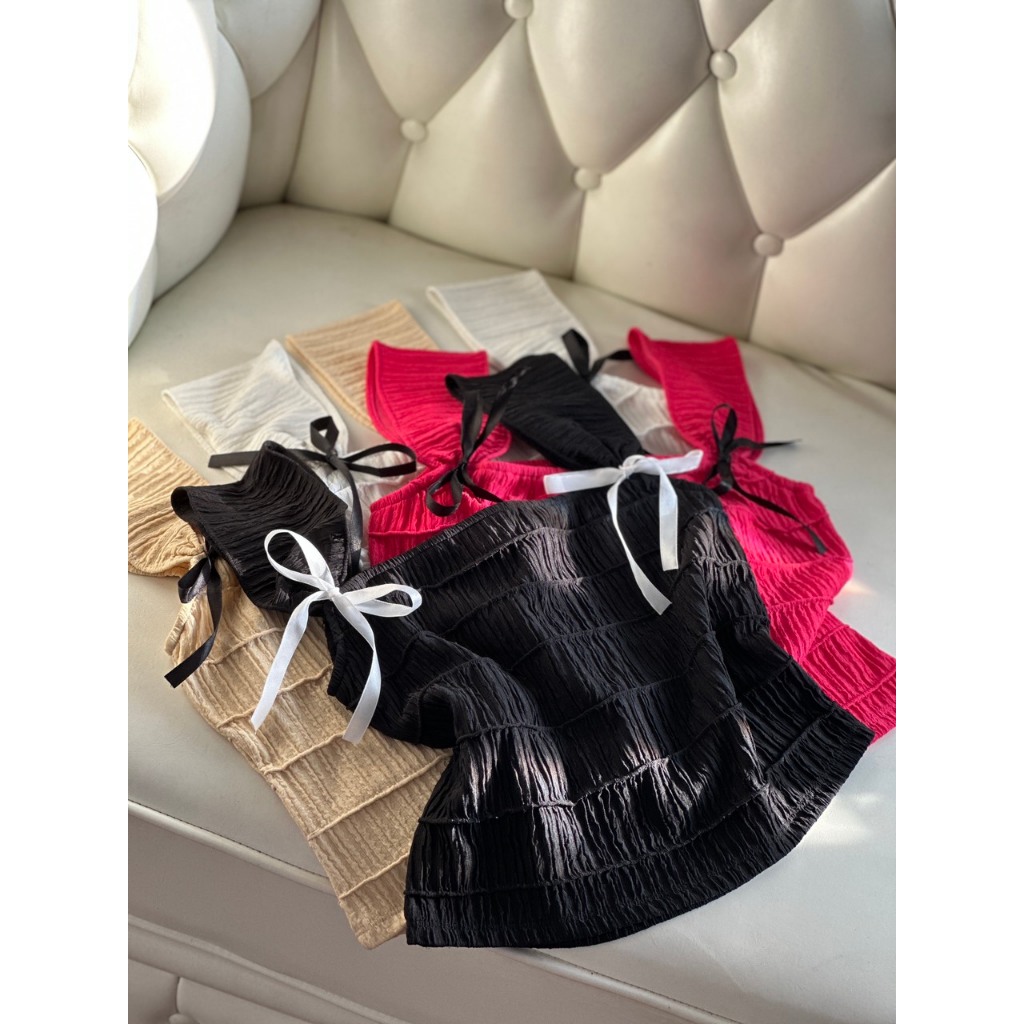 Audrey Top - Áo Cổ Vuông Thắt Nơ Xinh Đẹp mùa hè nữ women Đủ 5 Màu | BigBuy360 - bigbuy360.vn