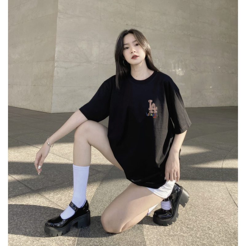 Áo Thun MLB LA los Angeles Mẫu Mới Form Unisex Nam Nữ - Áo Phông MLB Đầy Đủ Tem Tag  MLB 014