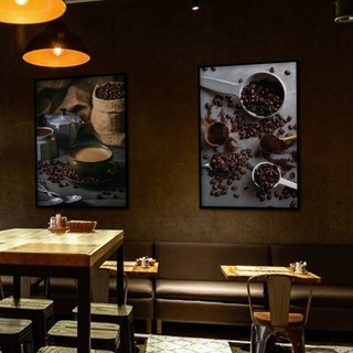 Tranh treo tường chủ đề Coffee Vintage, tranh decor chất liệu Canvas khung Gỗ và Tráng Gương decor quán cafe, cửa hiệu