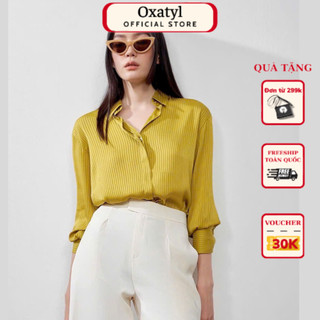 Áo sơ mi fom rộng kẻ sọc A60 Oxatyl chất lụa cao cấp thời trang công sở mới 2023