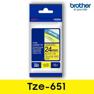 Nhãn in brother tze-651 chữ đen trên nền vàng rộng 24mm, chiều dài 8m - hàng brother việt nam