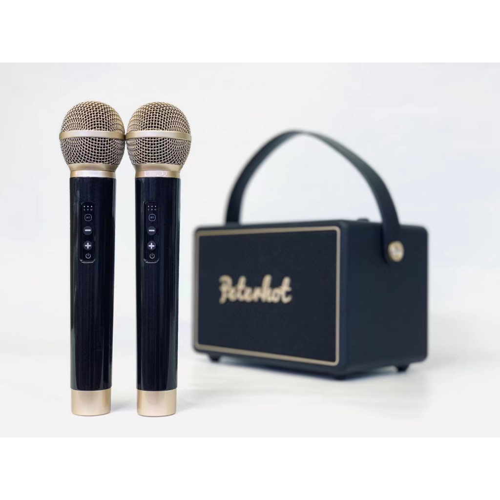 Loa karaoke Peterhot A108W, A106W, kèm 2 micro không dây, công suất 56W, loa bluetooth âm thanh siêu đỉnh, bass khủng