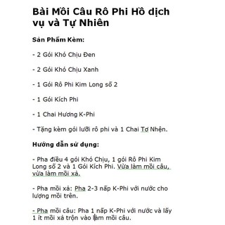 Bài Mồi Câu Rô Phi Hồ Dịch Vụ