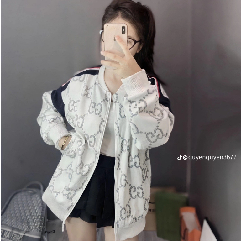 Áo Khoác Nam Nữ GC Phối Viền Vai , Áo Bomber GC Nỉ Dày Dặn Dáng Rộng Siêu HOT Thu Đông