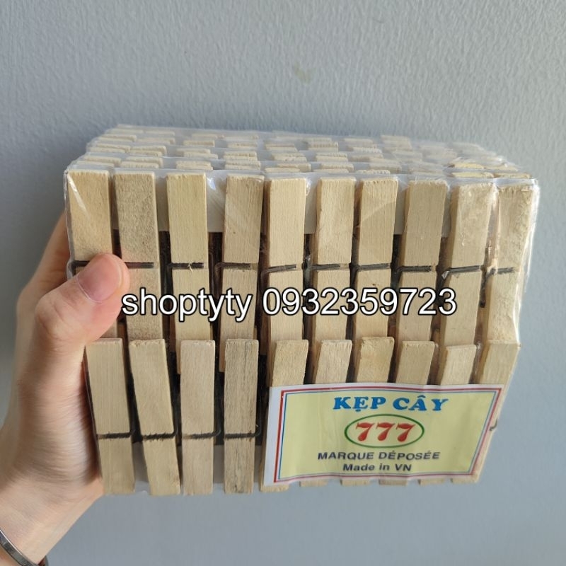 ( Lốc 100 cái ) Kẹp Cây, Gỗ Phơi Quần Áo 777 VN - Mẫu 7cm