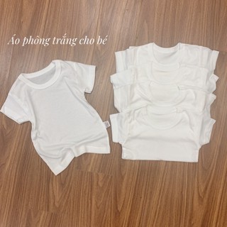  Áo phông cộc tay trơn cổ tròn vải thun cotton mềm mịn co giãn dành cho bé size từ 10-38kg 