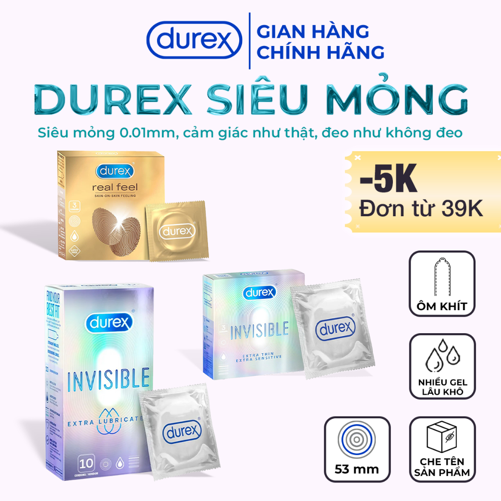 Bao Cao Su Durex Siêu Mỏng Ôm Sát Nhiều Gel Thật Như Không Đeo Bao - Ba Con Sói For Man