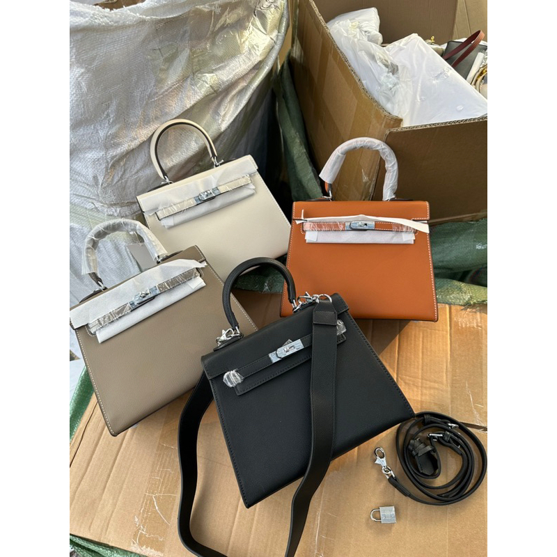 Túi Xách Nữ HM kelly Tang Bạc Size 25 Bản 2 Day Dáng Cao FullBox Tặng Kèm Khăn Nơ