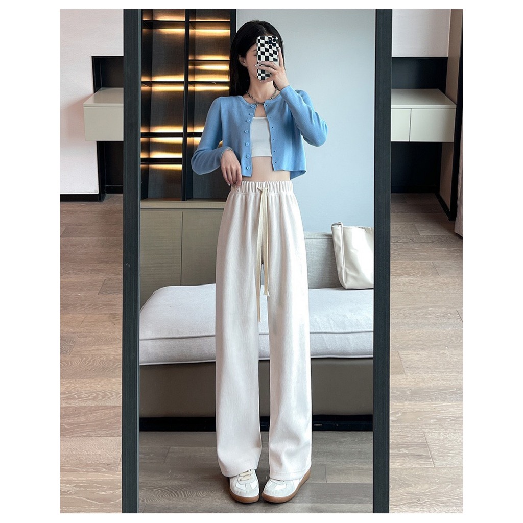 Quần suông nhung tăm nữ loại 1 siêu mềm thoải mái DELIZ thời trang Quảng Châu GABY