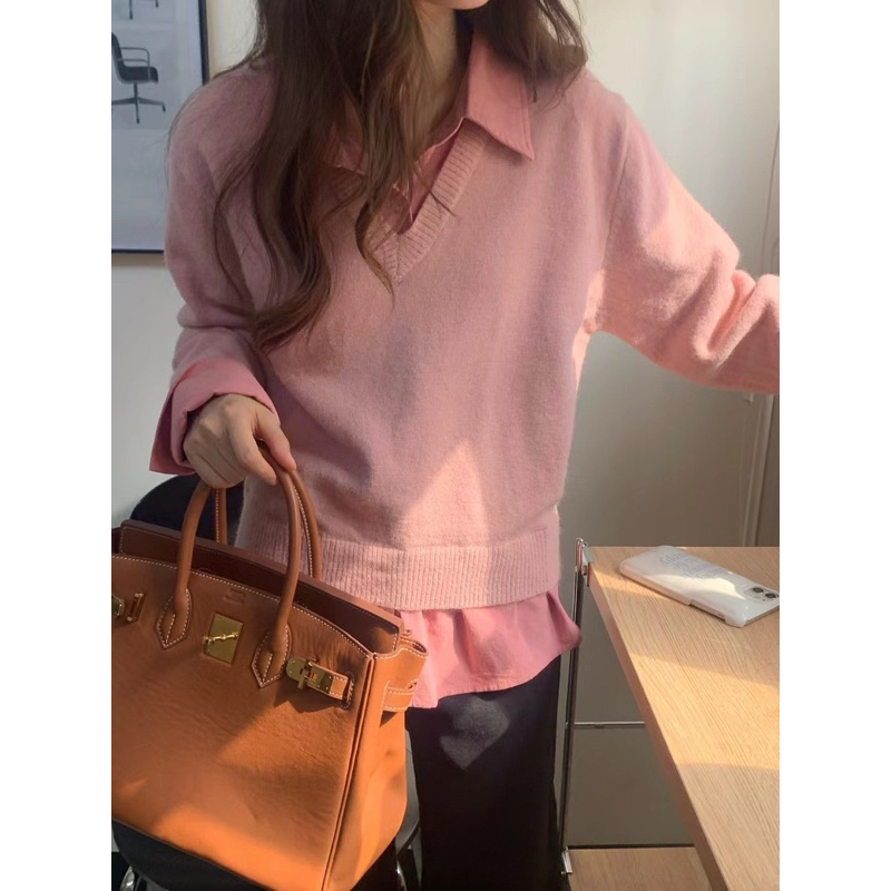 Set áo len phối sơ mi StyleKorean 8229 // Hàng có sẵn🇰🇷