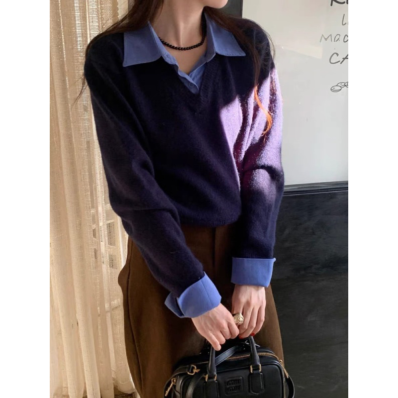 Set áo len phối sơ mi StyleKorean 8229 // Hàng có sẵn🇰🇷