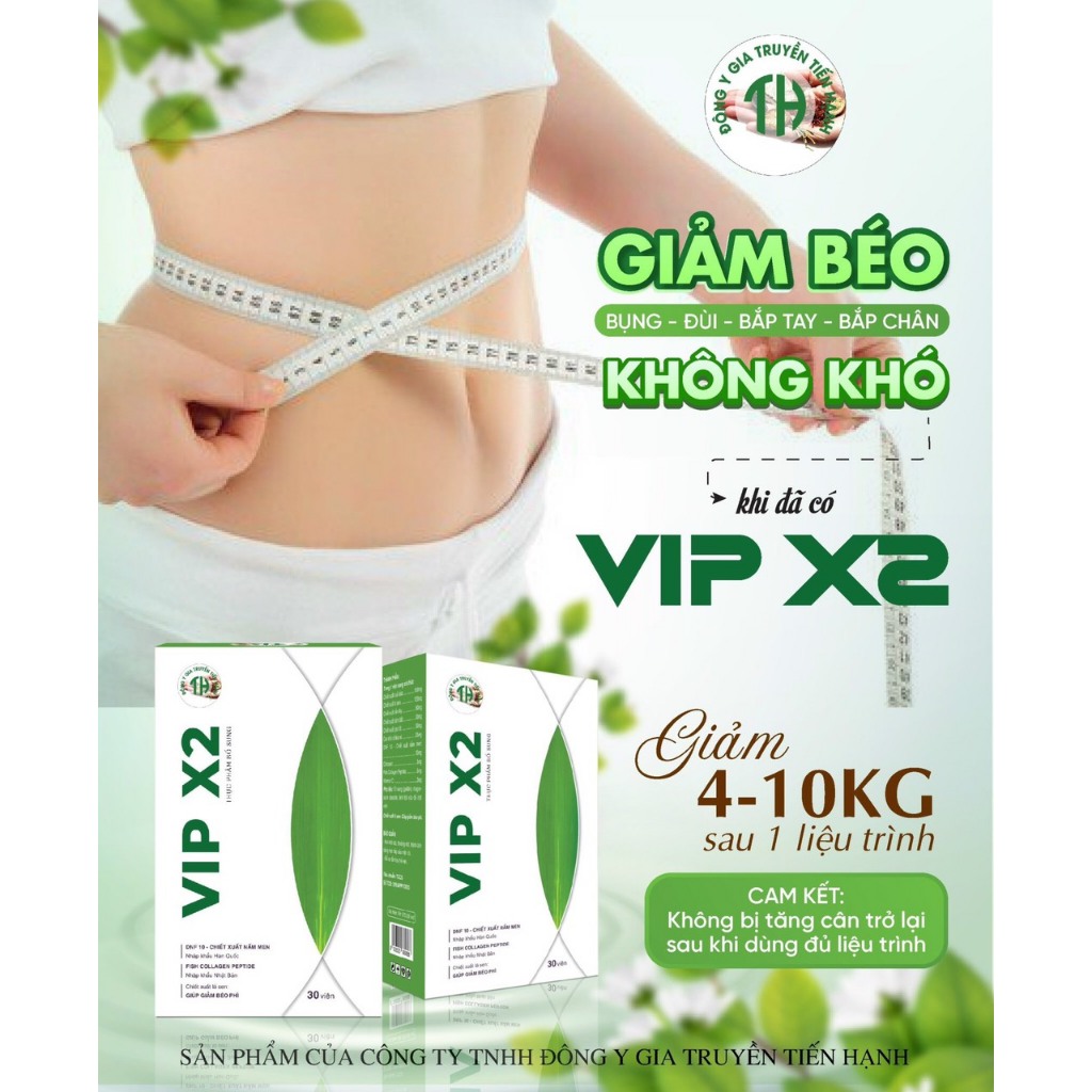 Thuốc giảm cân đánh tan mỡ bụng VIP X2 Tiến Hạnh chính hãng