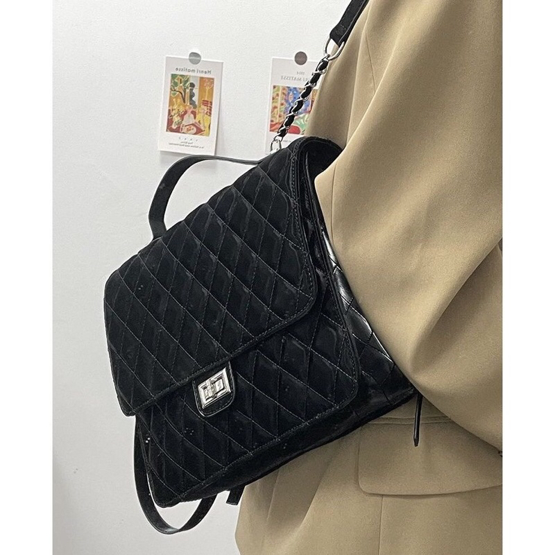 Balô mini Zara đeo vai đeo chéo da trần trám