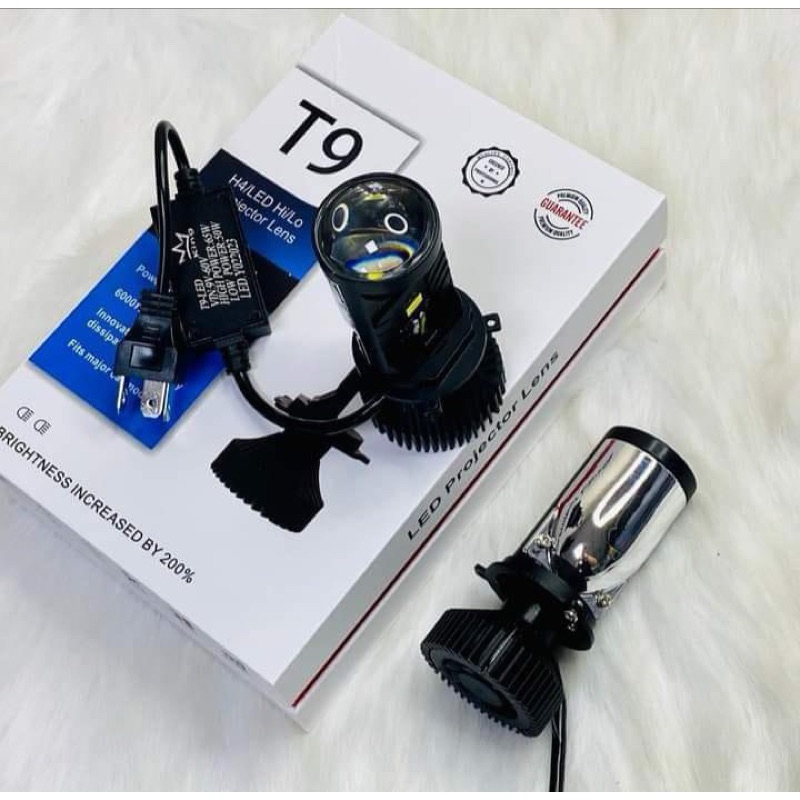 Đèn Pha Bi Cầu T9 Mẫu Mới 2023 Chân H4 Gắn Xe Máy Bảo Hành 1 Năm