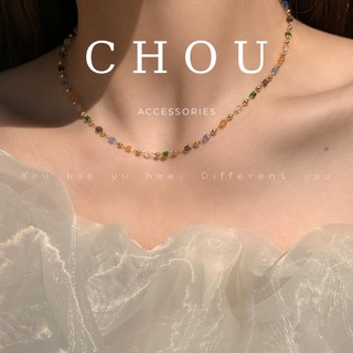 Dây chuyền titan, lắc tay titan hạt pha lê cầu vòng | chou accessories |
