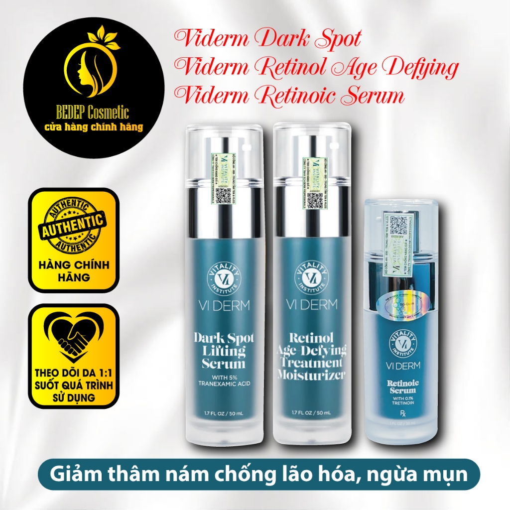 Viderm Dark Spot 5%tranexamic acid, Retinoic serum mới, Retinol Age giảm thâm nám, lão hóa, mụn