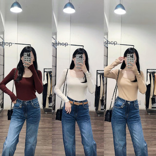 Áo len tăm dài tay cổ vuông-106a11