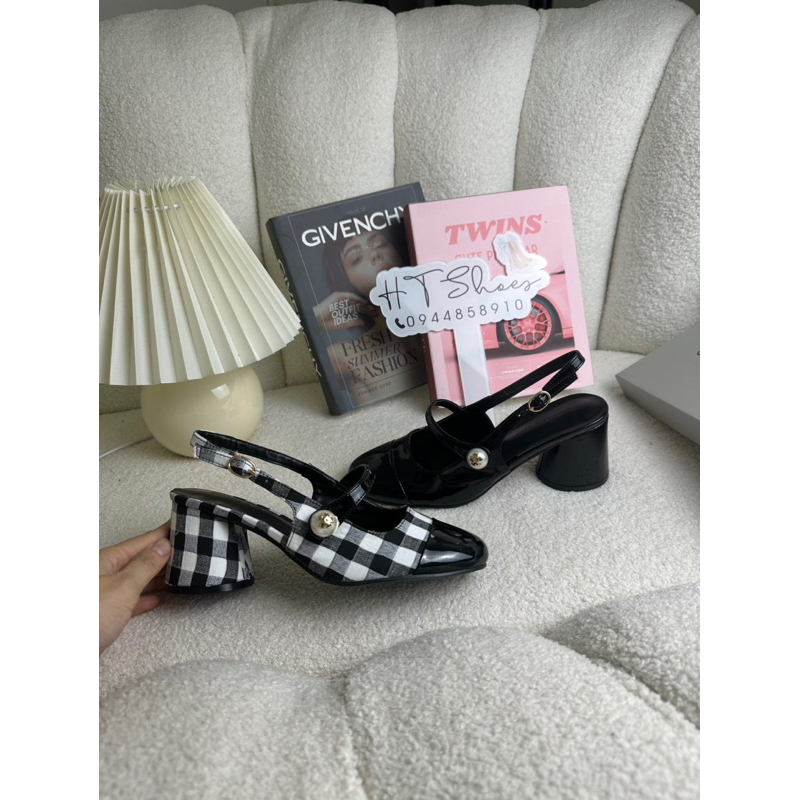 Giày sandal cao gót Cnk hở gót đế trụ tròn cao 6cm phối màu siêu xinh phong cách tiểu thư nhẹ nhàng thanh lịch