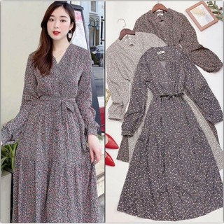 Đầm lụa dáng hoa nhí dáng maxi mặc được 2 kiểu,  chun eo nhẹ nhàng tinh tế