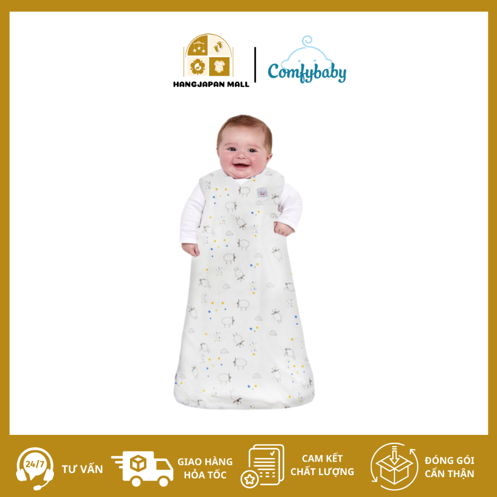Túi ngủ organic cotton cho bé có trần bông giữ ấm 3 tới 12 tháng Tinylove