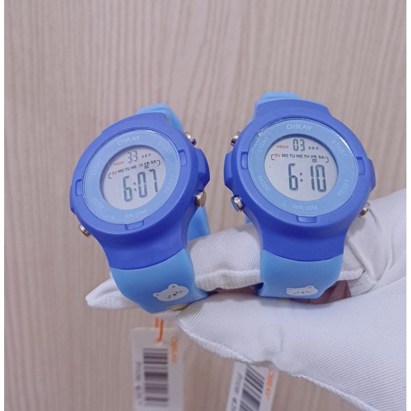 Đồng hồ điện tử trẻ em Diray bền đẹp, dây silicon màu hồng- đen- xanh, hàng hãng có bảo hành