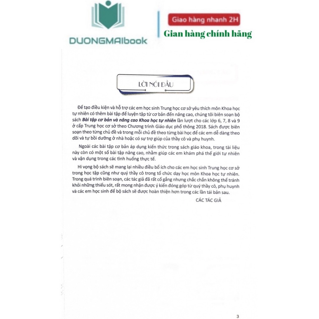 Sách - Bài tập cơ bản và nâng cao Khoa học tự nhiên 8 - Cao Cự Giác