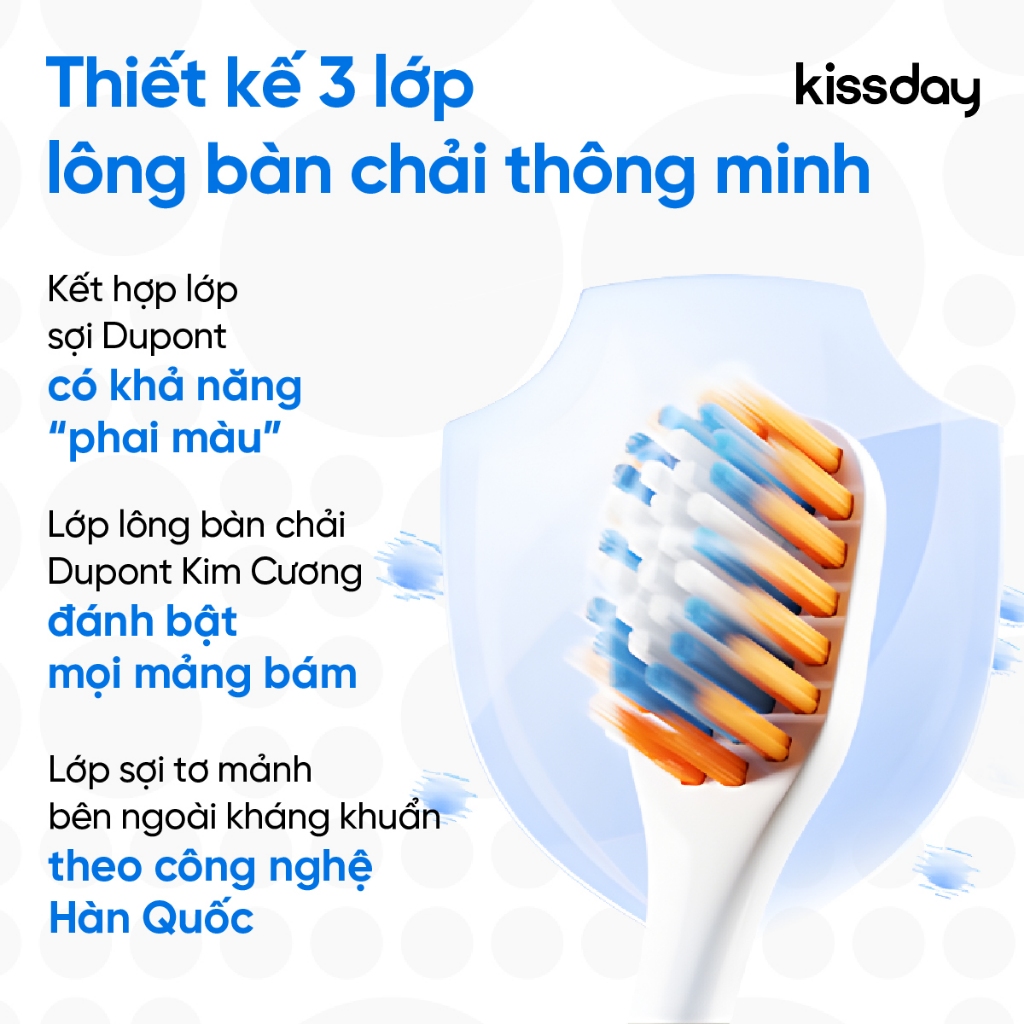 Bàn chải điện sóng siêu âm kissday K1 (by usmile) - Chính Hãng - BH 12 tháng