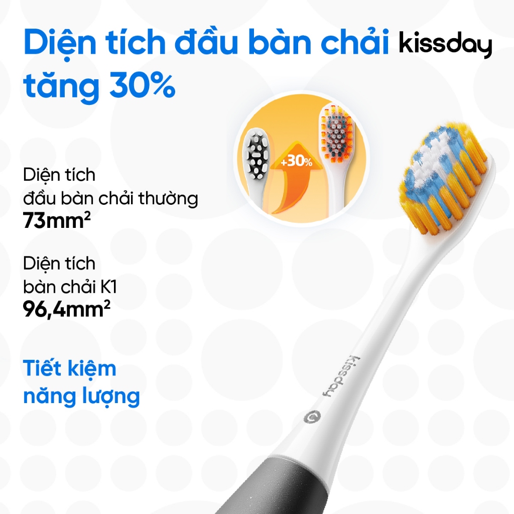 Bàn chải điện sóng siêu âm kissday K1  - Chính Hãng - BH 12 tháng