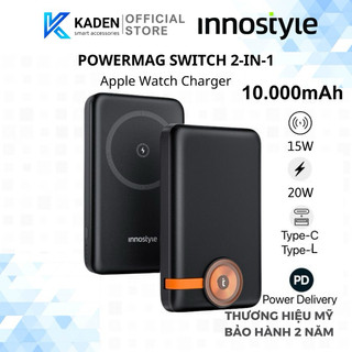 Pin Sạc Dự Phòng Không Dây Innostyle Powermag Duo 2-in-1 10000mAh - Thiết kế nhỏ gọn, sạc không dây