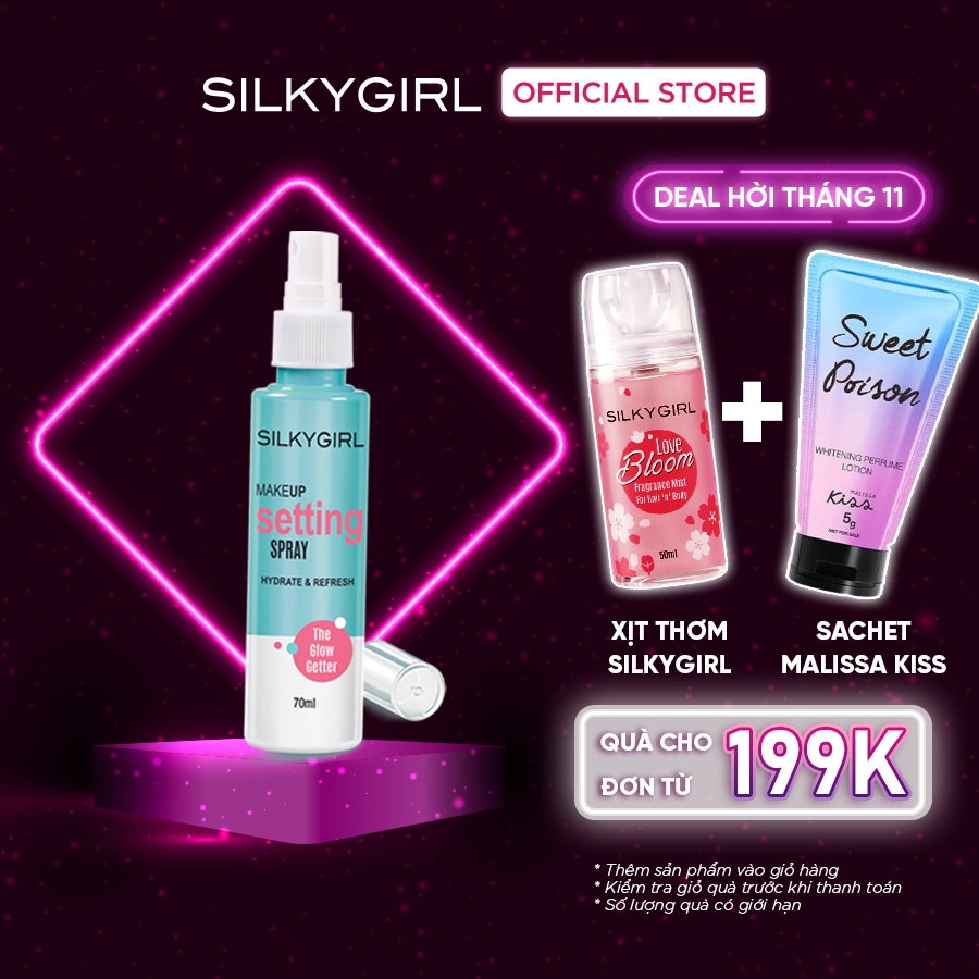 Xịt Giữ Lớp Trang Điểm Lâu Trôi Silkygirl Makeup Setting Spray - Hydrate & Refresh 70ml