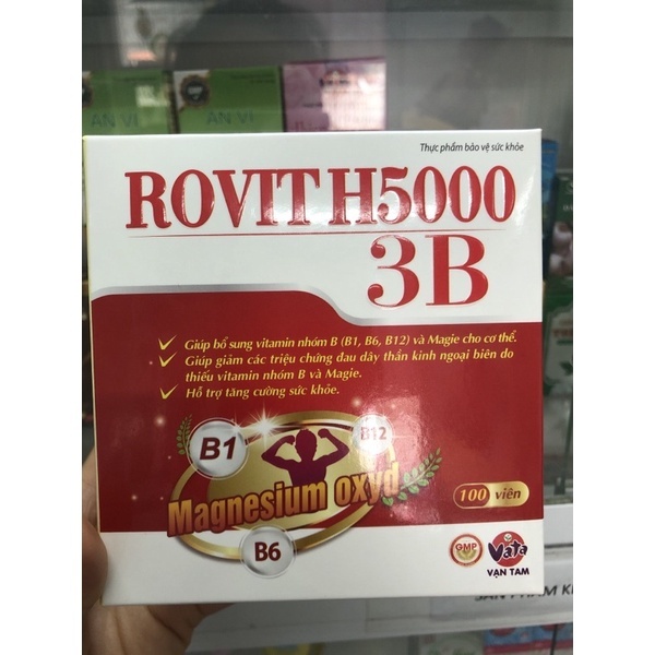 Rovit h5000 3b hộp 100 viên - bổ sung vitamin nhóm b,mg,giảm triệu chứng đau dây thần kinh ngoại biên
