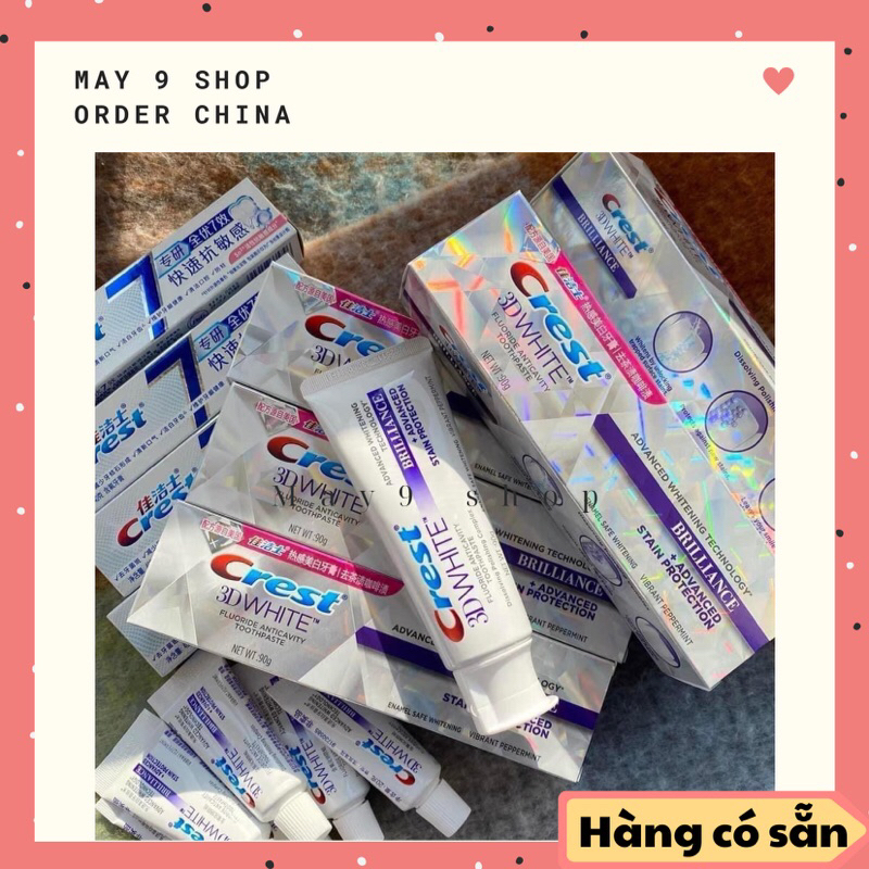 Sét 6 tuýp Kem đánh răng CREST 3D white trắng răng thơm miệng [hàng sẵn]
