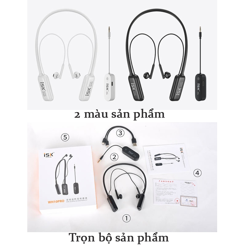 Tai nghe không dây ISK WH10 PRO dùng cho livestream, cắm cổng UAX hoặc 3.5mm tai nghe