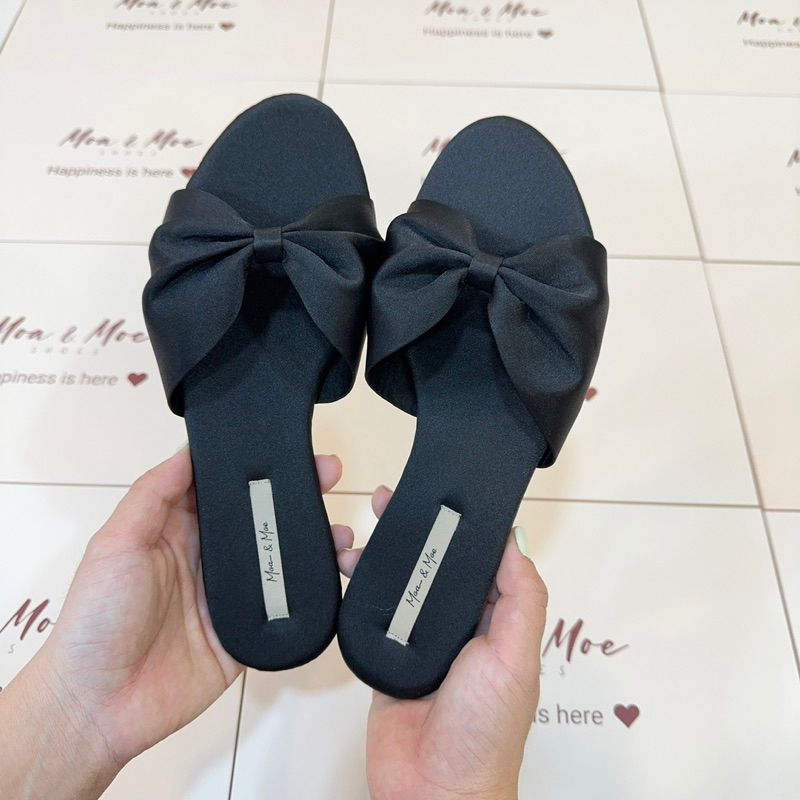 Dép nơ lụa Moa & Moe Shoes đế bằng