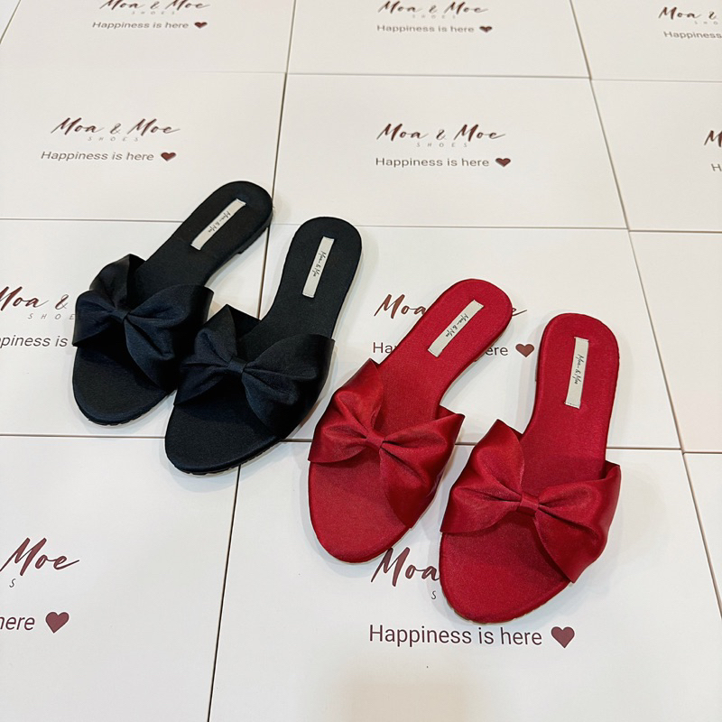 Dép nơ lụa Moa & Moe Shoes đế bằng
