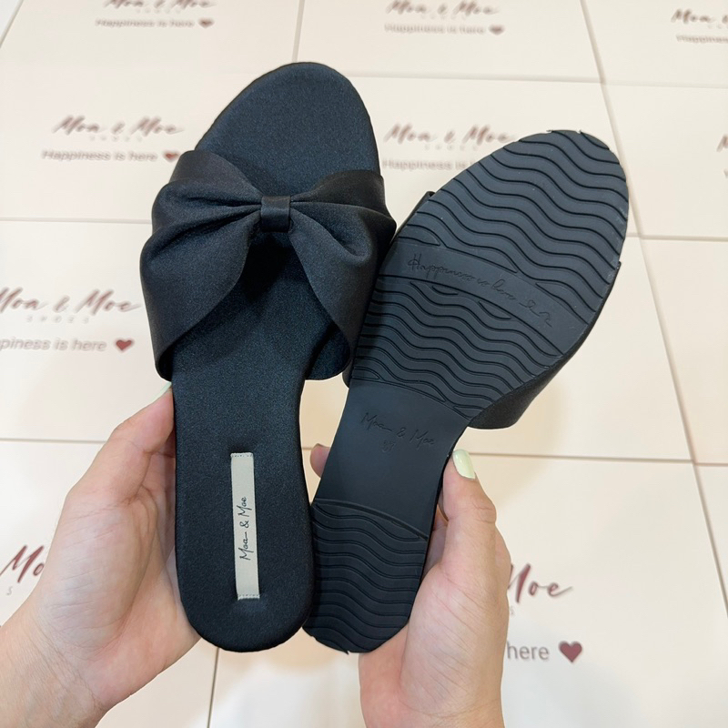 Dép nơ lụa Moa & Moe Shoes đế bằng