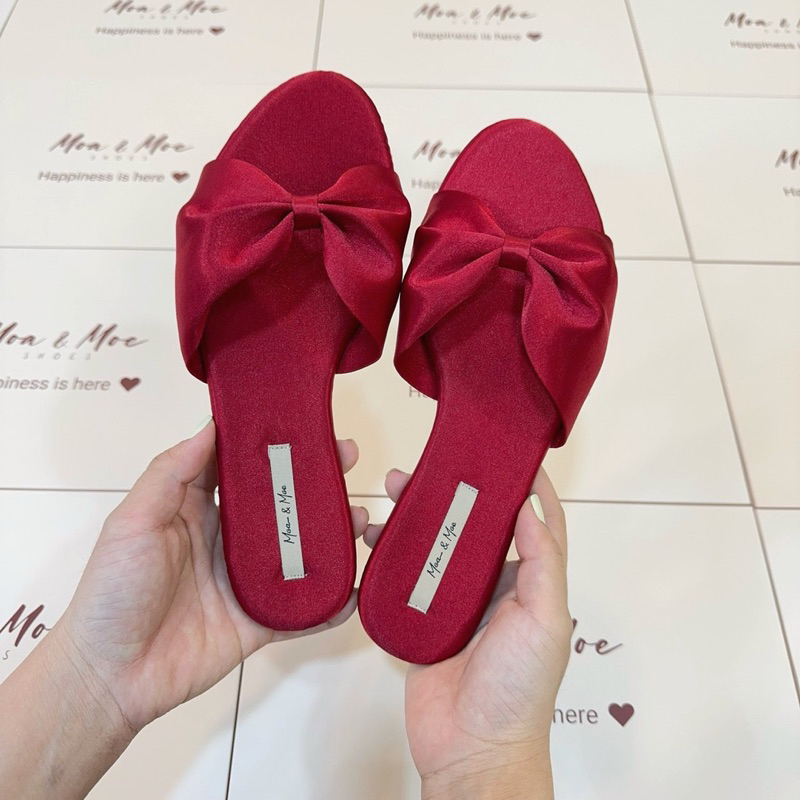 Dép nơ lụa Moa & Moe Shoes đế bằng