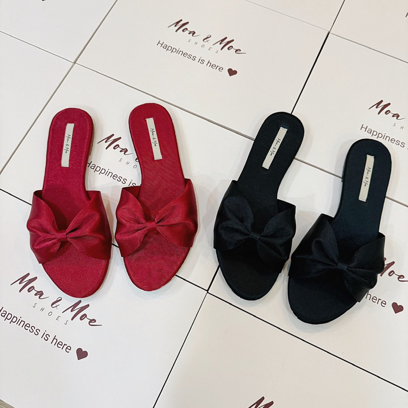 Dép nơ lụa Moa & Moe Shoes đế bằng